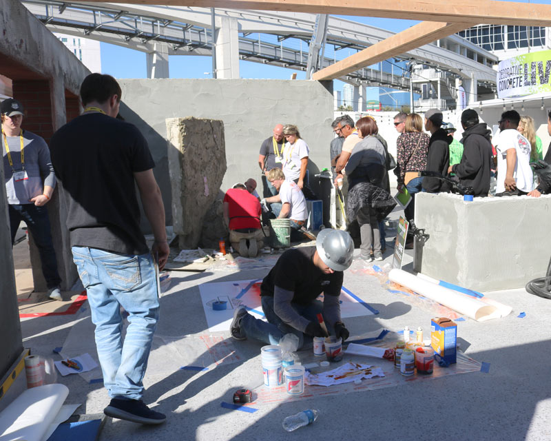 An view of work being done at the 2020 Decorative Concrete Live.
